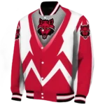 personalized-arkansas-state-red-wolves-v-stripes-scarlet-white-varsity-jacket-best-selling.webp