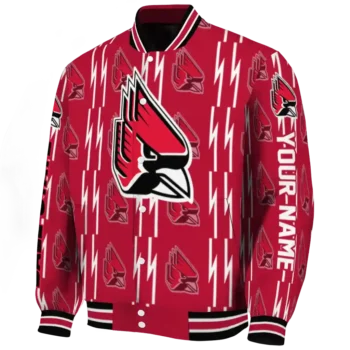 Ball State Cardinals Jacket - Personalized Bolt Stripe Red Deluxe