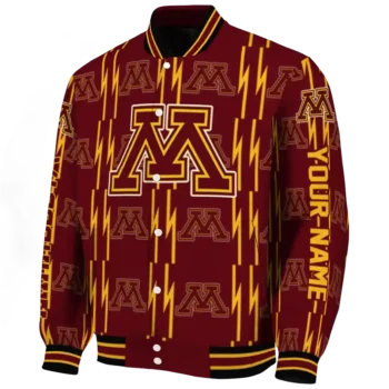 Minnesota Golden Gophers Jacket - Personalized Bolt Stripe Maroon Deluxe