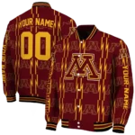 personalized-minnesota-golden-gophers-bolt-stripe-maroon-varsity-jacket-best-selling.webp