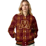 personalized-minnesota-golden-gophers-bolt-stripe-maroon-varsity-jacket-best-selling.webp