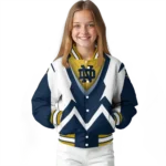 personalized-notre-dame-fighting-irish-v-stripes-navy-white-varsity-jacket-best-selling.webp