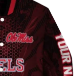 personalized ole miss rebels hexagon mesh red black varsity jacket best selling.webp