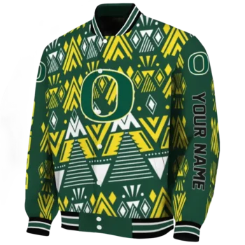 Oregon Ducks Jacket - Personalized Pyramid Shapes Green Deluxe
