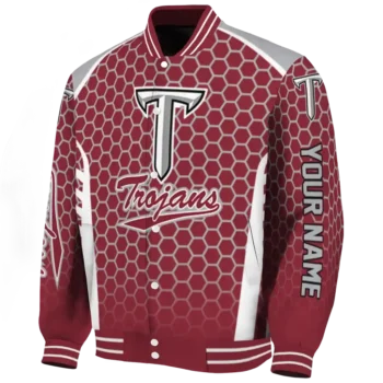 Troy Trojans Jacket - Personalized Hexagon Grid Red Deluxe
