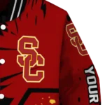 personalized usc trojans hexagon cluster red black varsity jacket best selling.webp