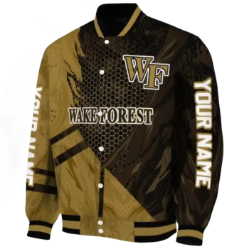 Wake Forest Demon Deacons Jacket - Personalized Hexagon Mesh Gold Black Deluxe