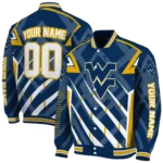 personalized-west-virginia-mountaineers-chevron-angles-blue-varsity-jacket-best-selling.webp