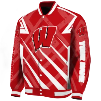 Wisconsin Badgers Jacket - Personalized Chevron Angles Red Deluxe
