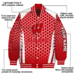 personalized-wisconsin-badgers-hexagon-grid-red-varsity-jacket-best-selling.webp