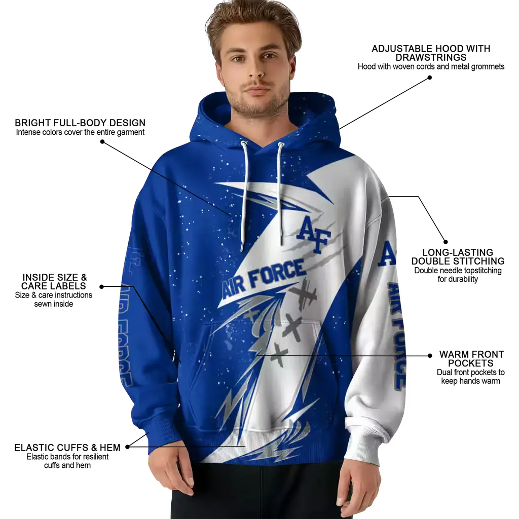 air force falcons dynamic slash blue white hoodie latest model air force falcons dynamic slash blue white hoodie latest model