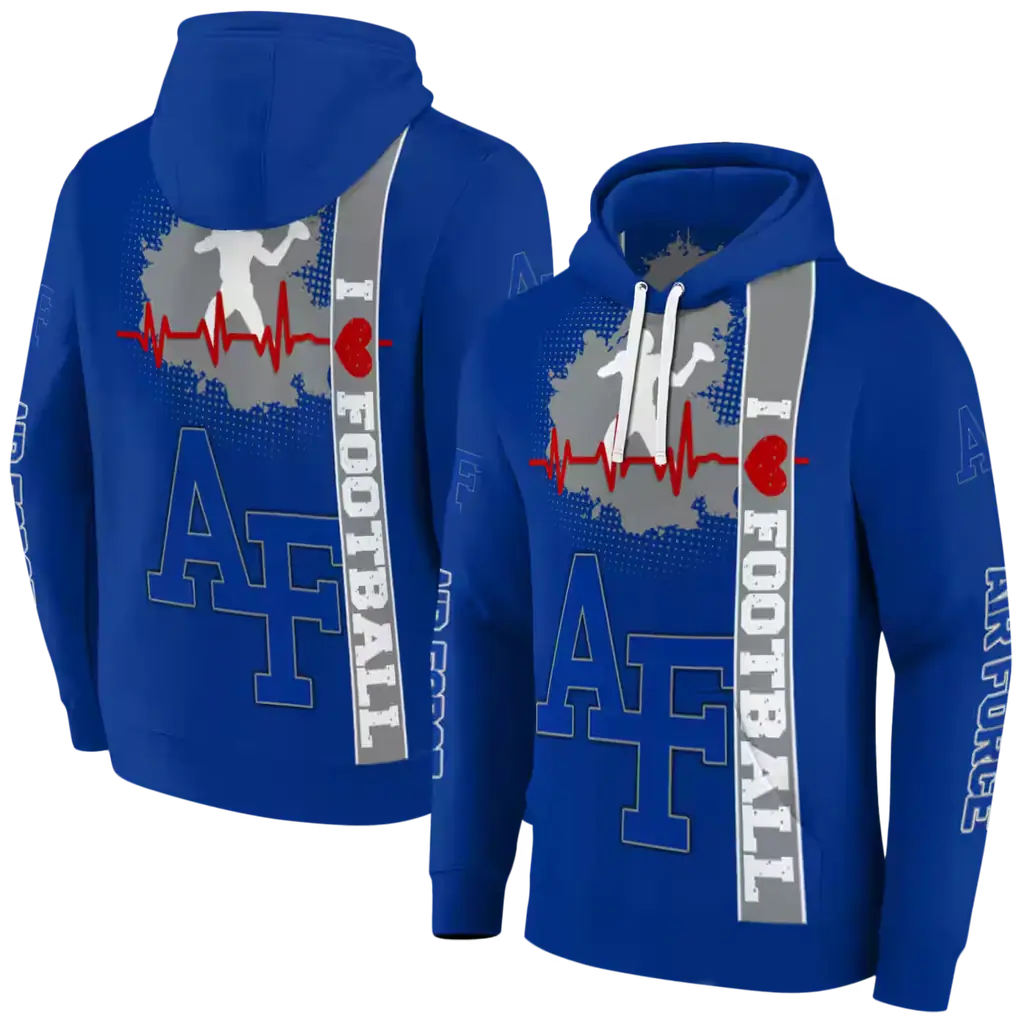 air force falcons football heartbeat blue hoodie fashion forward air force falcons football heartbeat blue hoodie fashion forward