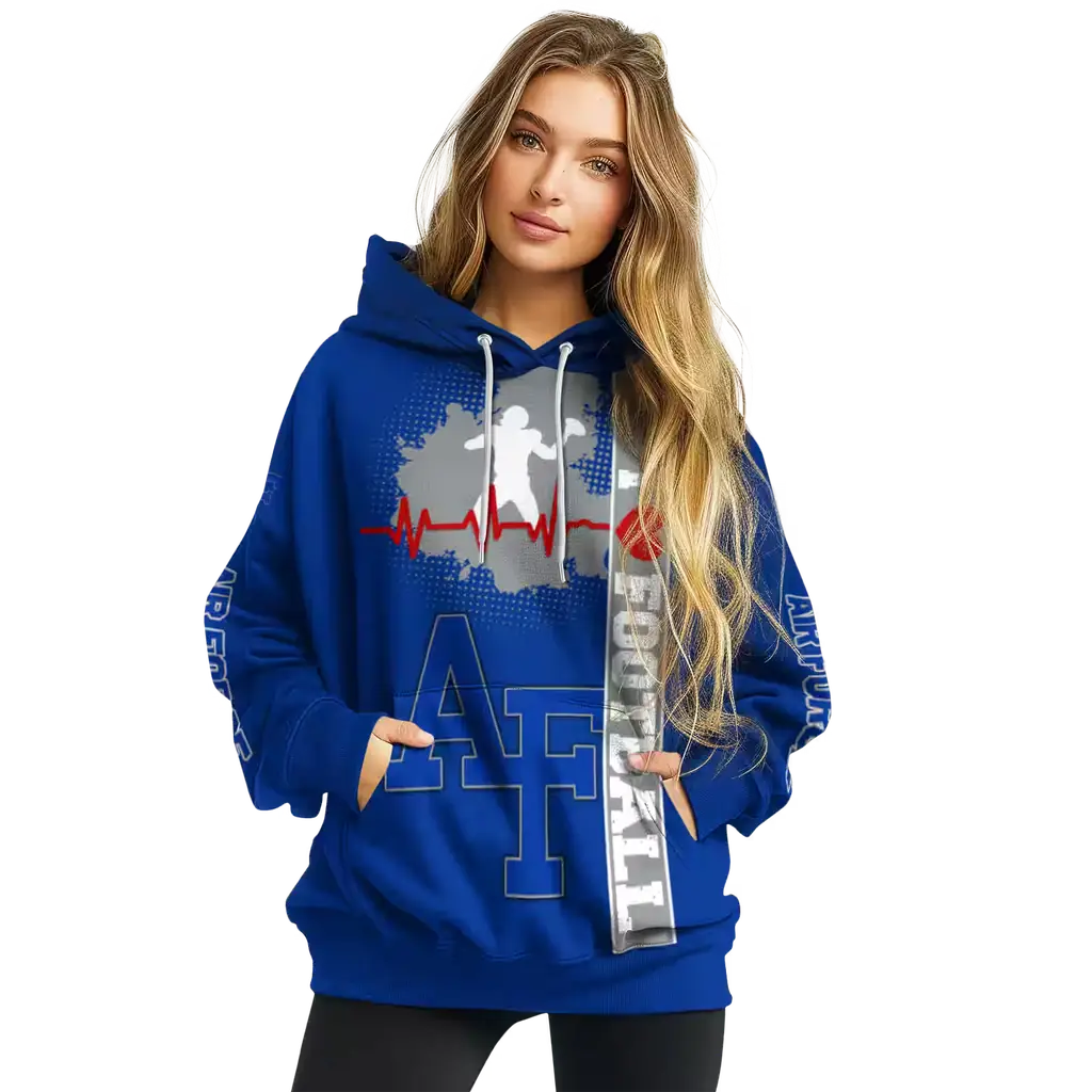 air force falcons football heartbeat blue hoodie high quality air force falcons football heartbeat blue hoodie high quality