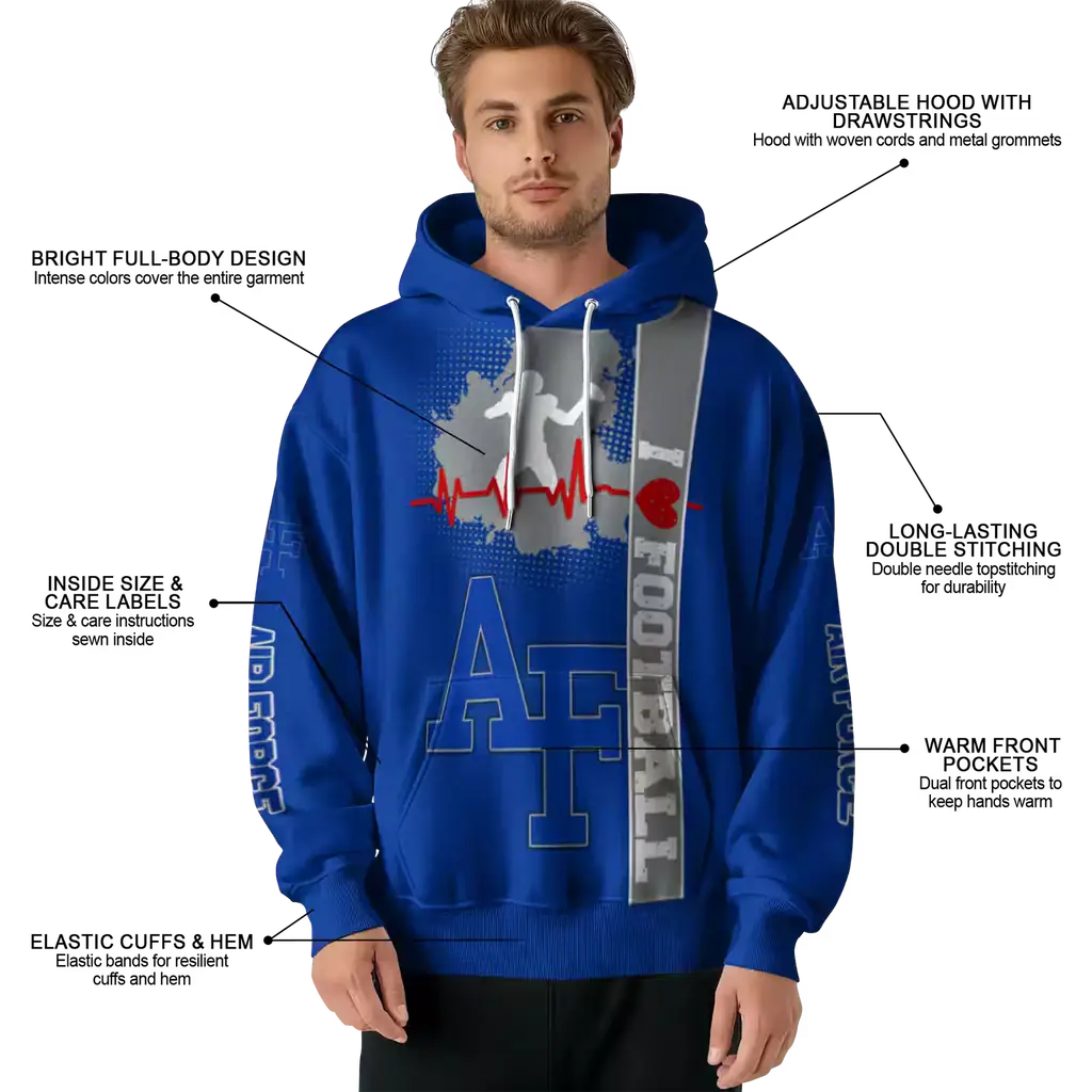 air force falcons football heartbeat blue hoodie latest model air force falcons football heartbeat blue hoodie latest model