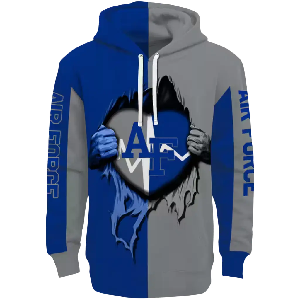 air force falcons heartbeat graphic blue hoodie best selling air force falcons heartbeat graphic blue hoodie best selling