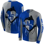 air force falcons heartbeat graphic blue hoodie best selling