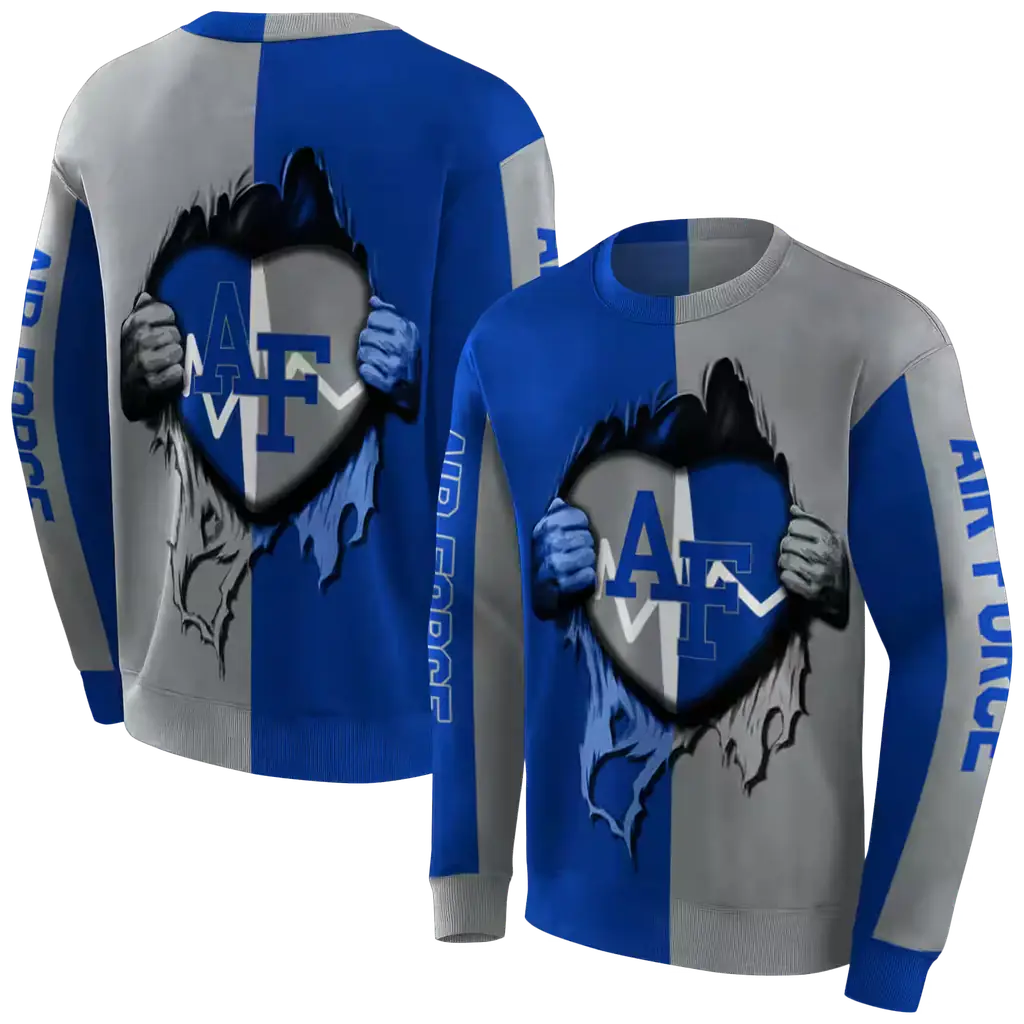 air force falcons heartbeat graphic blue hoodie premium grade air force falcons heartbeat graphic blue hoodie premium grade