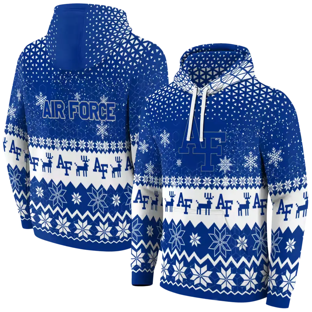 air force falcons reindeer motif blue hoodie fashion forward air force falcons reindeer motif blue hoodie fashion forward