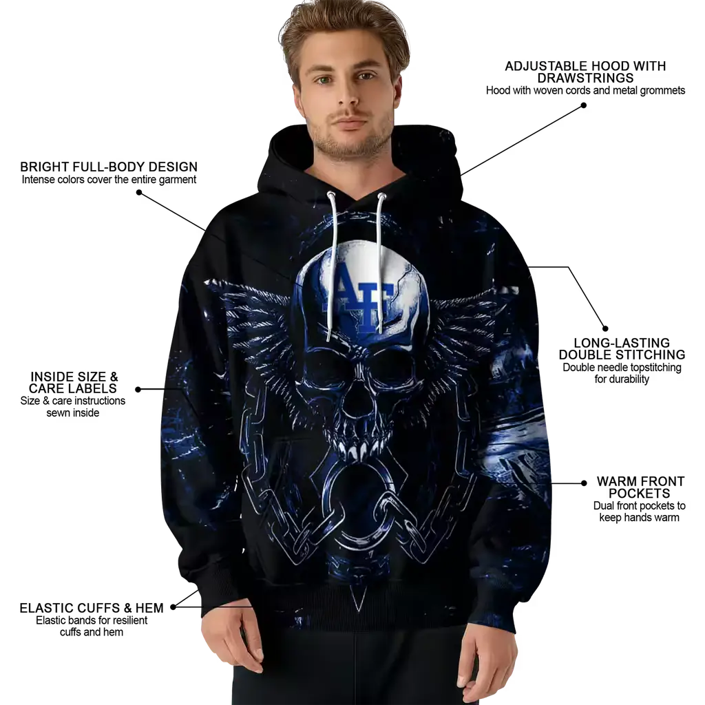 air force falcons skull artwork blue black hoodie latest model air force falcons skull artwork blue black hoodie latest model