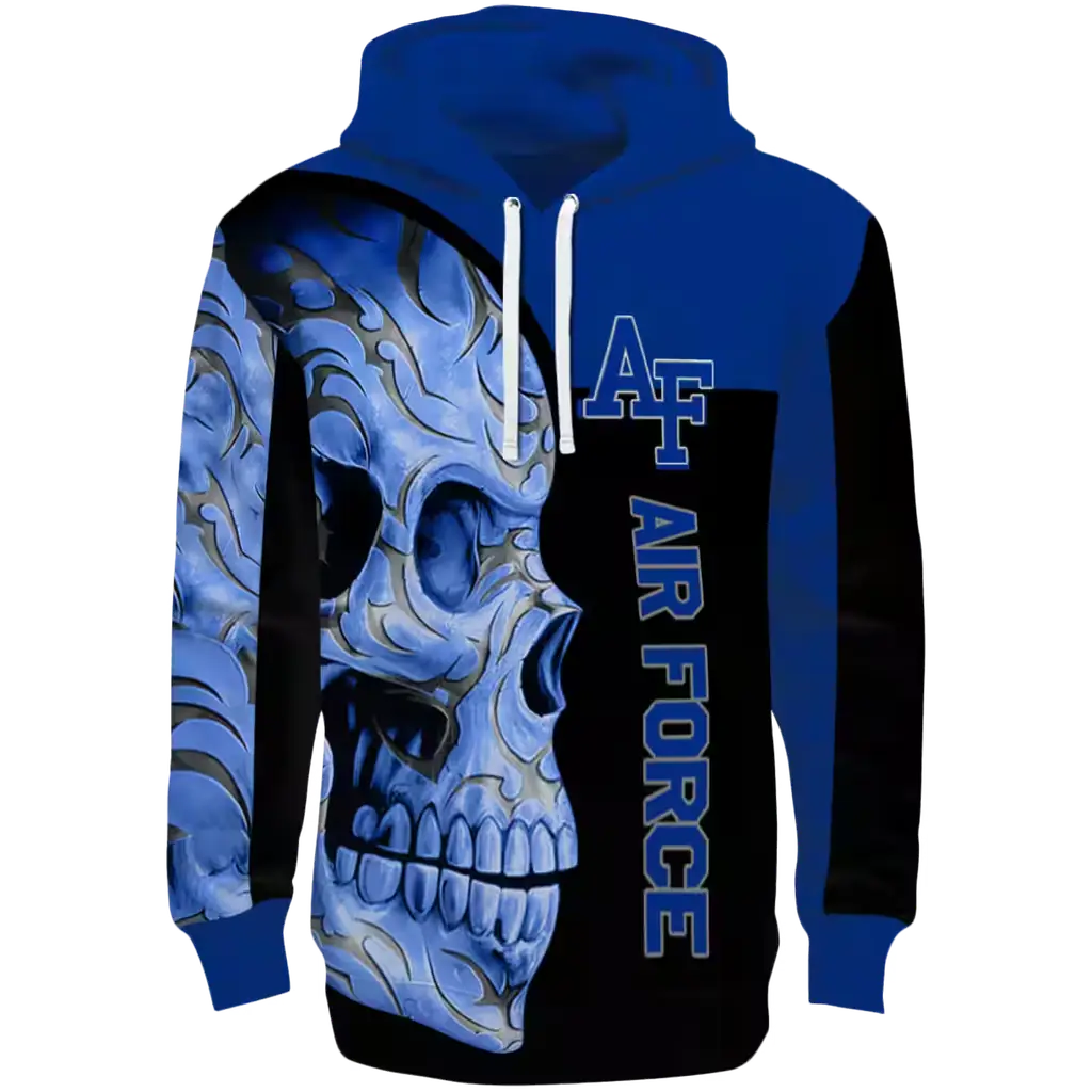air force falcons skull motif blue black hoodie best selling air force falcons skull motif blue black hoodie best selling