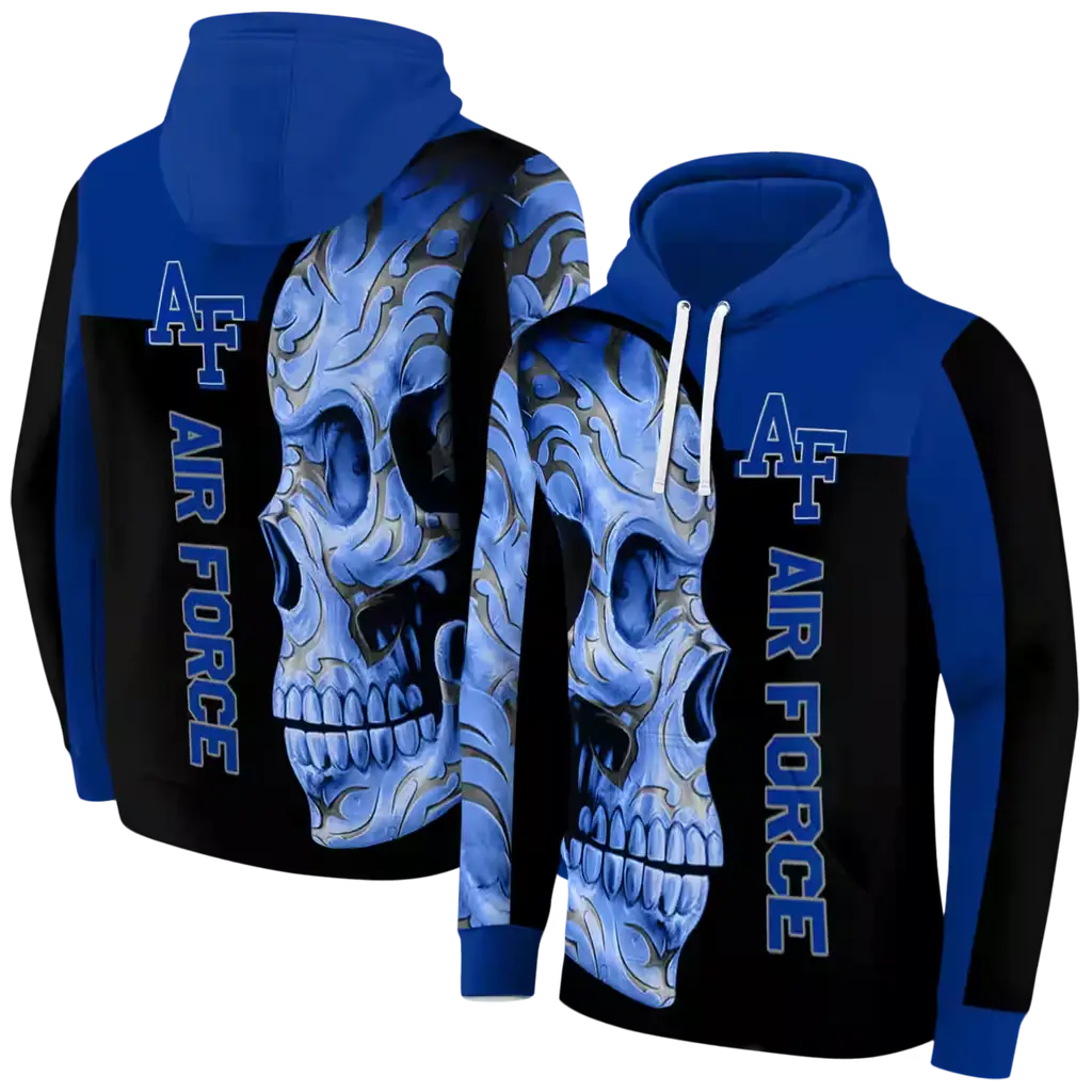 air force falcons skull motif blue black hoodie fashion forward air force falcons skull motif blue black hoodie fashion forward