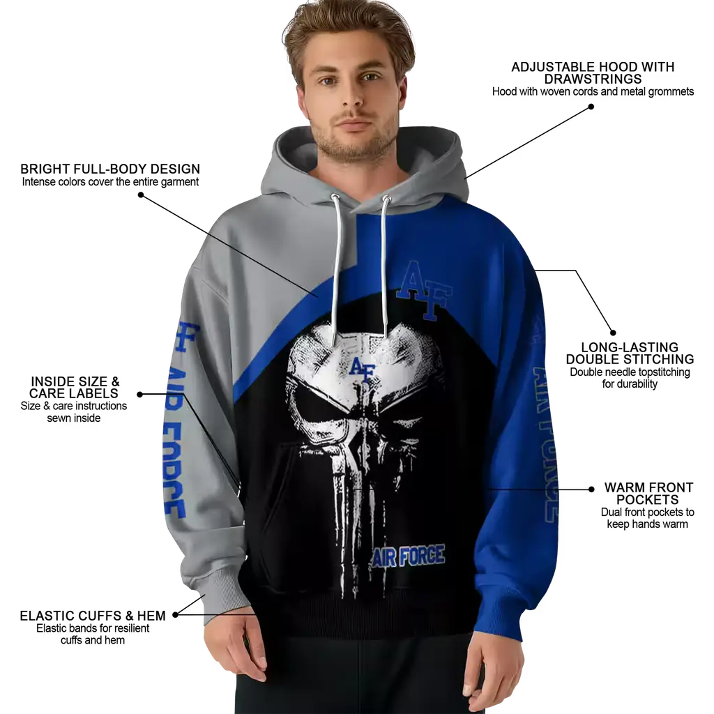 air force falcons skull punisher grey black hoodie latest model air force falcons skull punisher grey black hoodie latest model