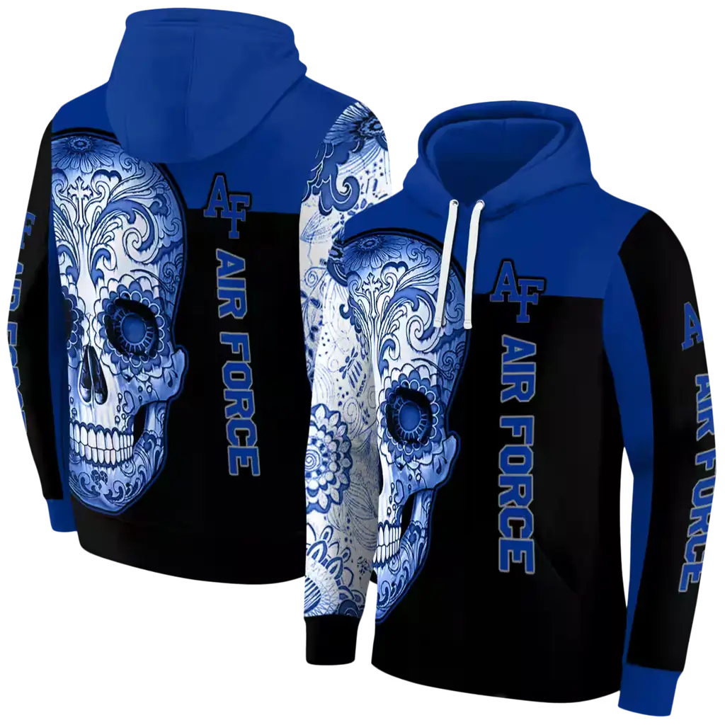 air force falcons sugar skull blue black hoodie fashion forward air force falcons sugar skull blue black hoodie fashion forward