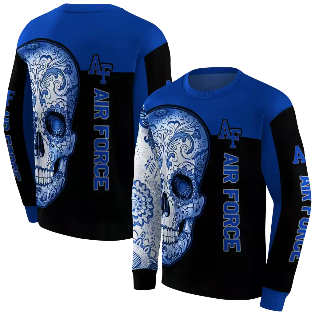 air force falcons sugar skull blue black hoodie premium grade air force falcons sugar skull blue black hoodie premium grade