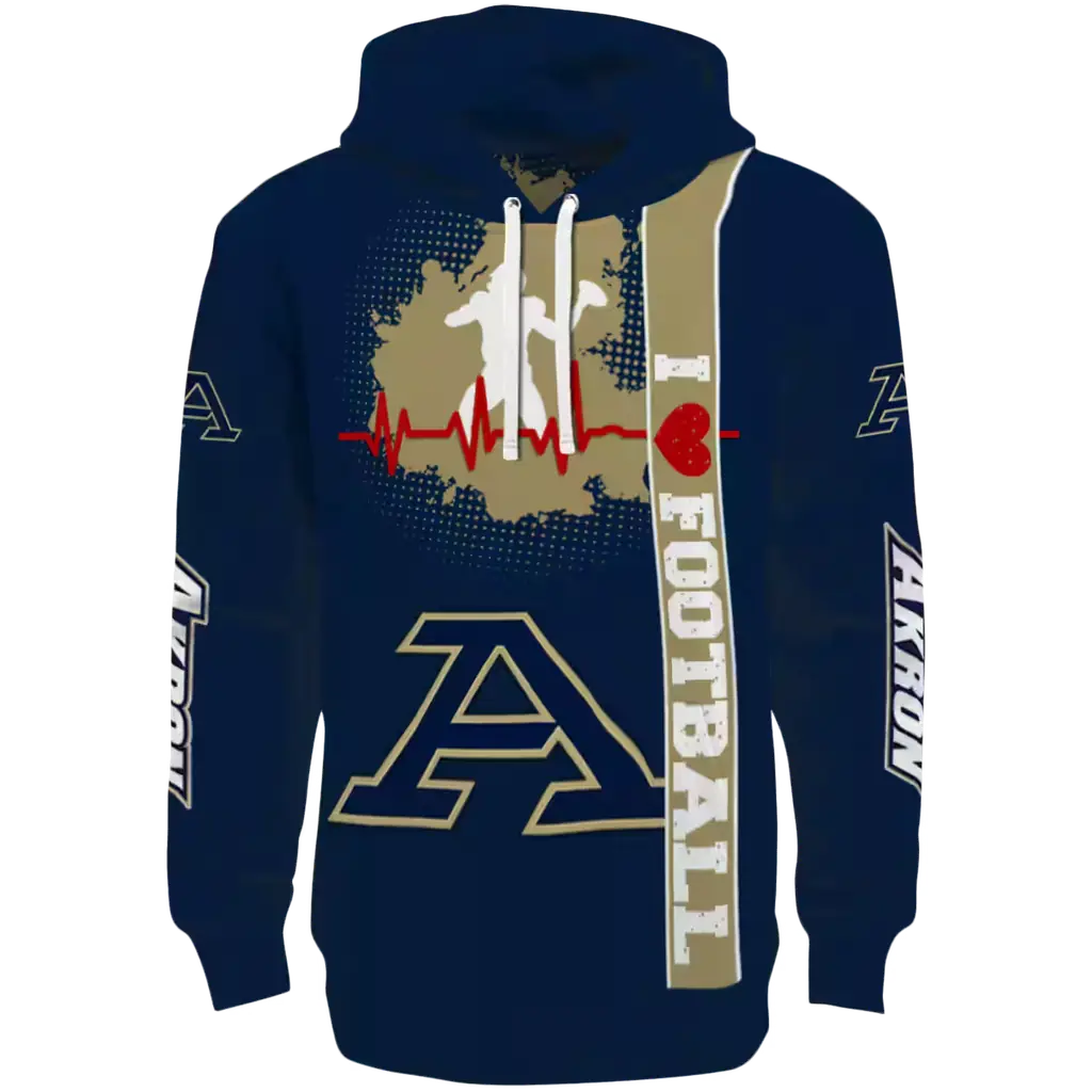 akron zips football heartbeat blue hoodie best selling akron zips football heartbeat blue hoodie best selling