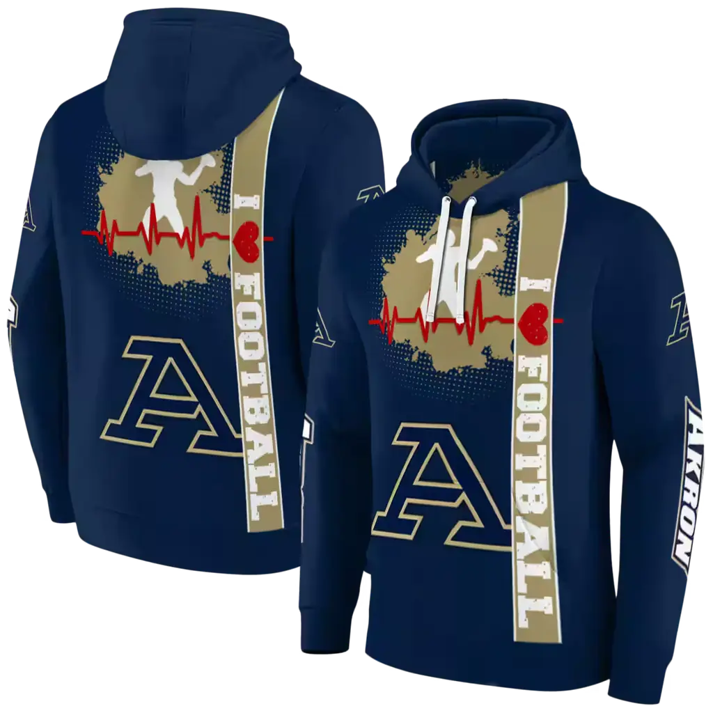 akron zips football heartbeat blue hoodie fashion forward akron zips football heartbeat blue hoodie fashion forward