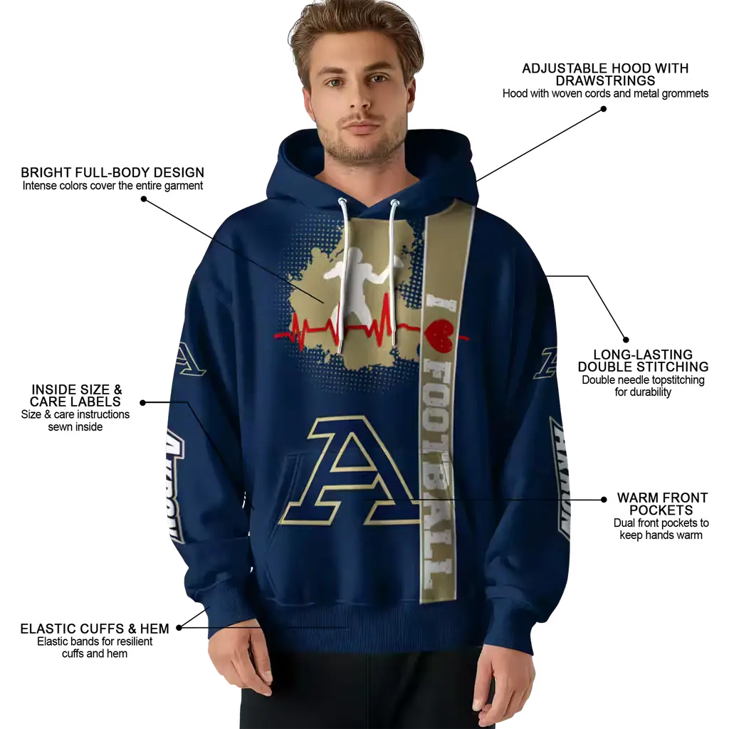 akron zips football heartbeat blue hoodie latest model akron zips football heartbeat blue hoodie latest model