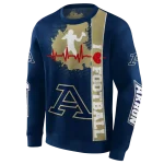 akron zips football heartbeat blue hoodie best selling