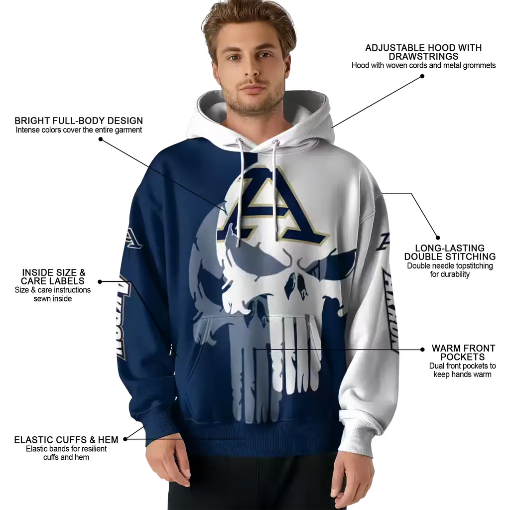 akron zips graphic punisher blue white hoodie latest model akron zips graphic punisher blue white hoodie latest model