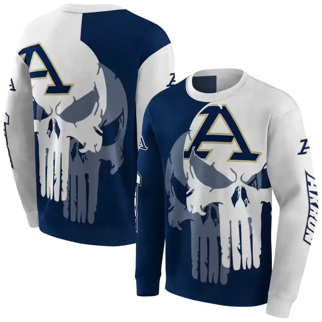 akron zips graphic punisher blue white hoodie premium grade akron zips graphic punisher blue white hoodie premium grade