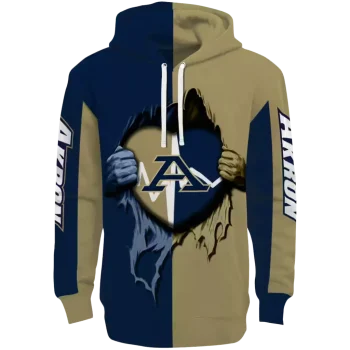akron zips heartbeat graphic blue hoodie best selling