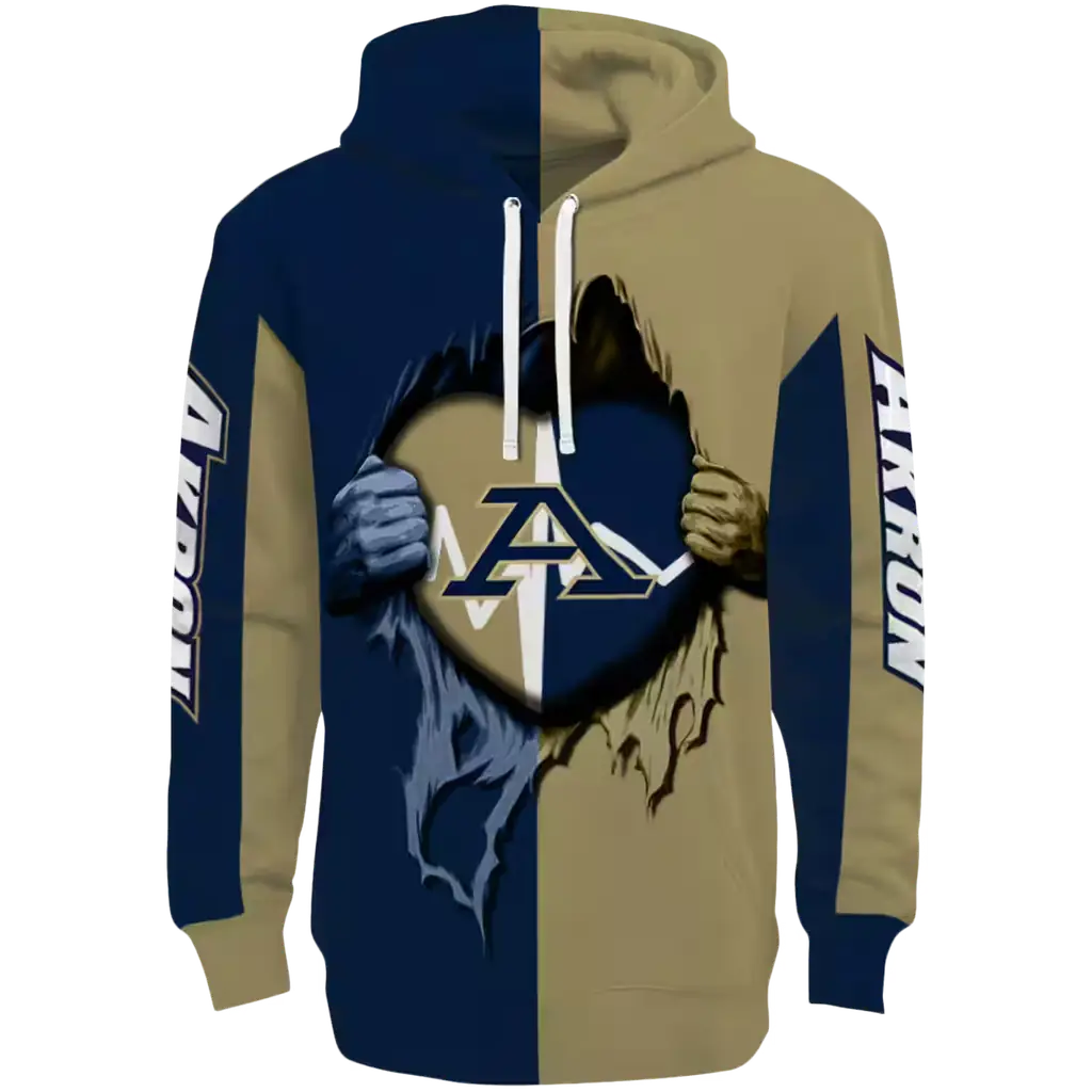 akron zips heartbeat graphic blue hoodie best selling akron zips heartbeat graphic blue hoodie best selling