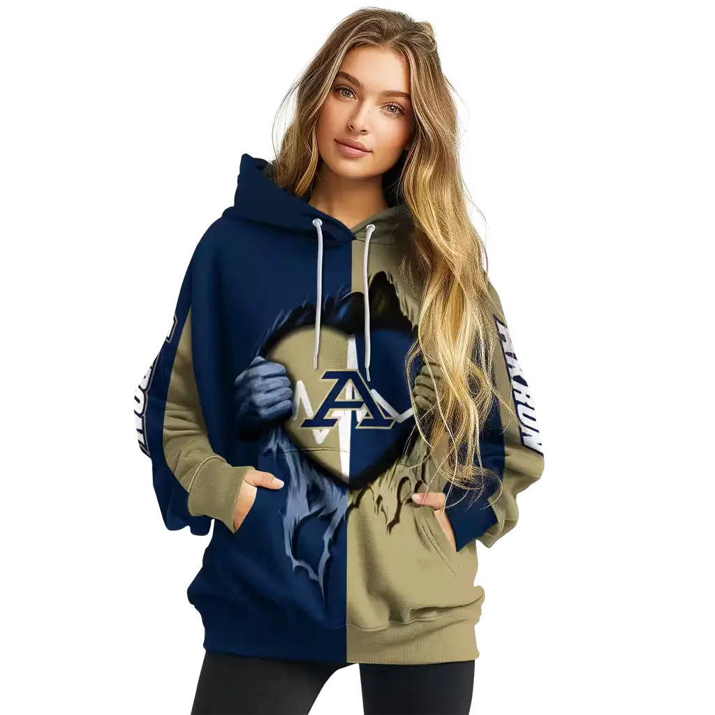 akron zips heartbeat graphic blue hoodie high quality akron zips heartbeat graphic blue hoodie high quality