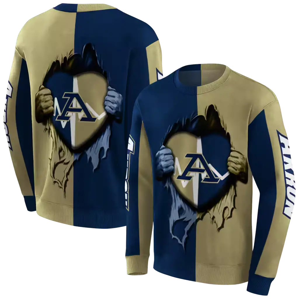 akron zips heartbeat graphic blue hoodie premium grade akron zips heartbeat graphic blue hoodie premium grade