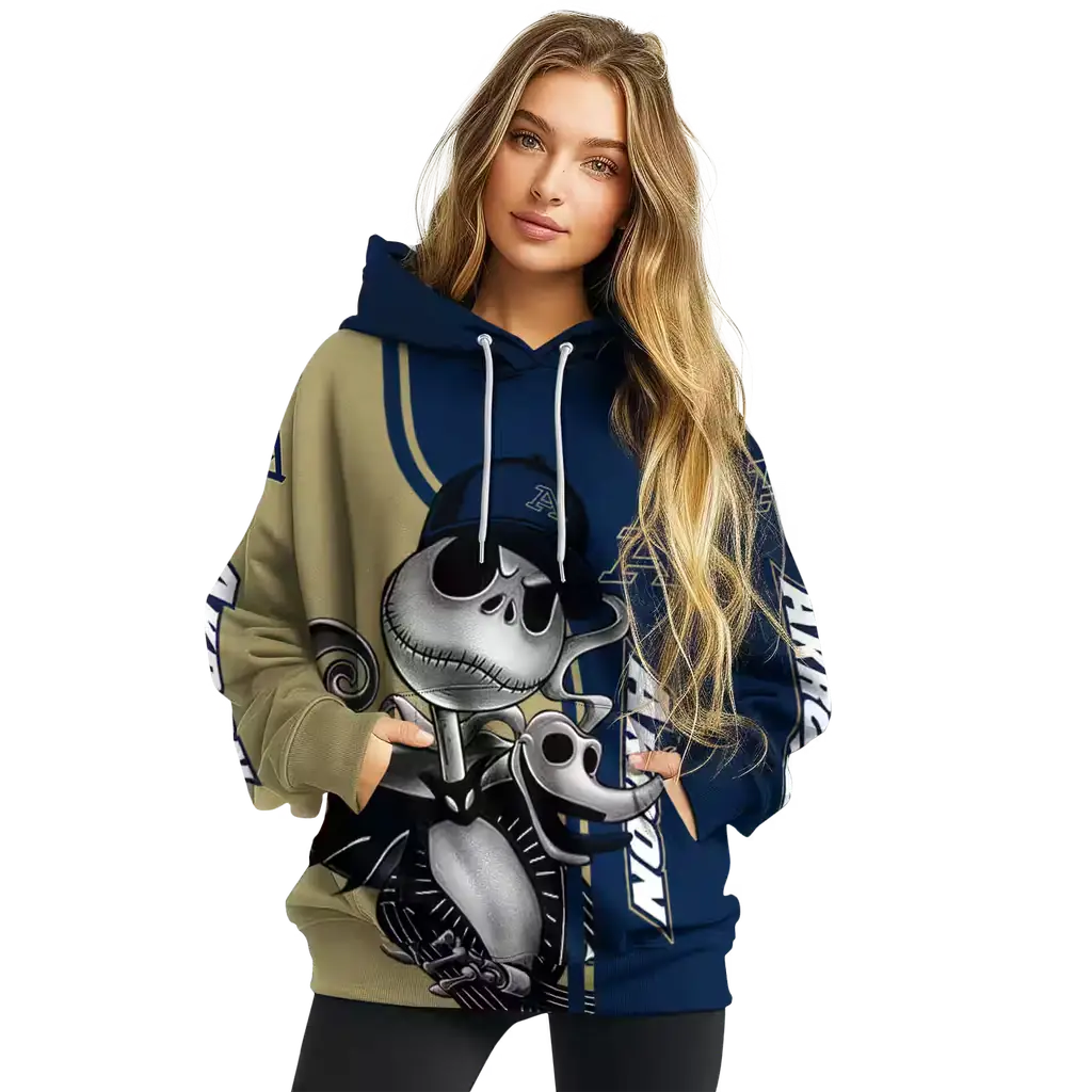 akron zips jack skellington blue hoodie high quality akron zips jack skellington blue hoodie high quality