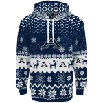 akron zips reindeer motif blue hoodie best selling