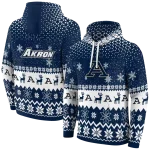 akron zips reindeer motif blue hoodie best selling