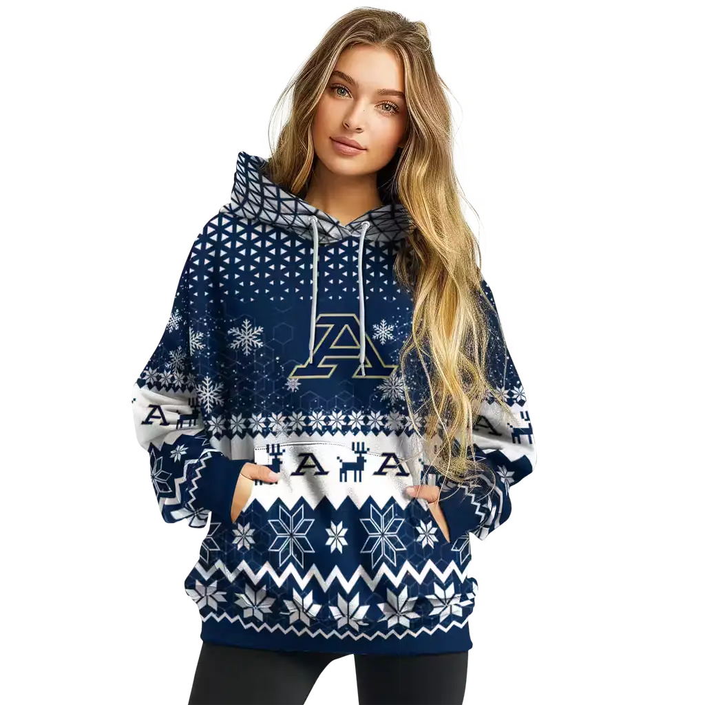 akron zips reindeer motif blue hoodie high quality akron zips reindeer motif blue hoodie high quality