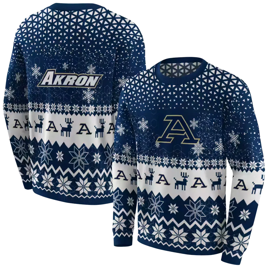akron zips reindeer motif blue hoodie premium grade akron zips reindeer motif blue hoodie premium grade