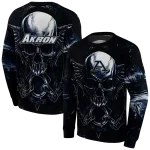 akron zips skull artwork blue black hoodie best selling