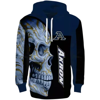akron zips skull motif blue black hoodie best selling