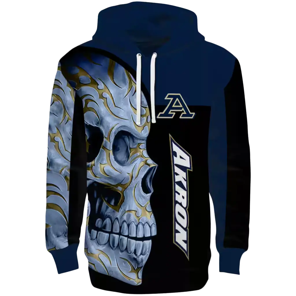 akron zips skull motif blue black hoodie best selling akron zips skull motif blue black hoodie best selling