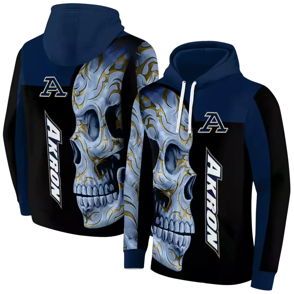 akron zips skull motif blue black hoodie fashion forward akron zips skull motif blue black hoodie fashion forward