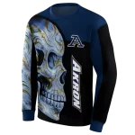 akron zips skull motif blue black hoodie best selling