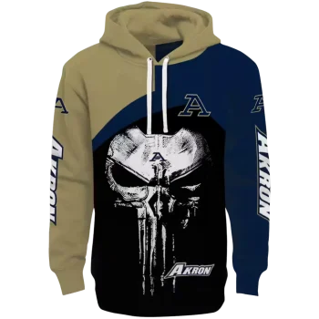 akron zips skull punisher gold black hoodie best selling