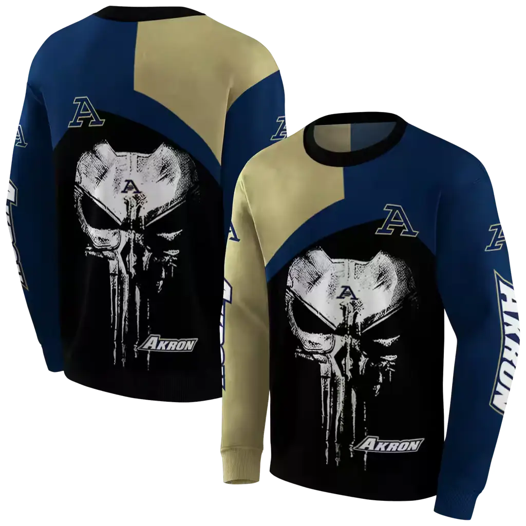 akron zips skull punisher gold black hoodie premium grade akron zips skull punisher gold black hoodie premium grade